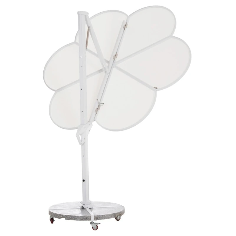 ΟΜΠΡΕΛΑ ΜΕ ΒΑΣΗ ΣΕΙΡΑ CANNOPY (flower) HM21286.02 ΑΛΟΥΜΙΝΙΟ-ΓΡΑΝΙΤΗΣ-ΛΕΥΚΟ 2,38x2,2μ
