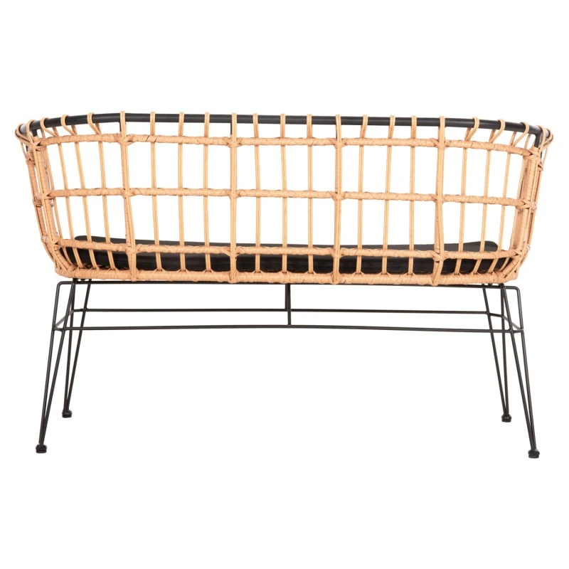 ΠΑΓΚΑΚΙ ΔΙΘΕΣΙΟ ALLEGRA HM5692.11 P.E.RATTAN ΜΠΕΖ-ΜΑΥΡΟΣ ΜΕΤΑΛ.ΣΚΕΛΕΤΟΣ 125x60x77Υεκ