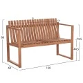 ΠΑΓΚΑΚΙ ΚΗΠΟΥ 2ΘΕΣΙΟ VED HM18124 ΞΥΛΟ TEAK--ΦΥΣΙΚΟ ΧΡΩΜΑ 130x60x86Υεκ.