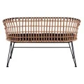 ΠΑΓΚΑΚΙ ΜΕΤΑΛΛΙΚΟ ALLEGRA HM5692 ΜΕ WICKER ΜΑΥΡΟ-ΜΠΕΖ 124x57x77Υ εκ.