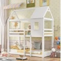 ΠΑΙΔΙΚΗ ΚΟΥΚΕΤΑ ΣΠΙΤΑΚΙ  τ.MONTESSORI HOOD HM705.03 ΞΥΛΟ ΠΕΥΚΟΥ ΣΕ ΛΕΥΚΟ-ΣΤΡΩΜΑΤΑ 190x90εκ