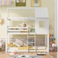 ΠΑΙΔΙΚΗ ΚΟΥΚΕΤΑ ΣΠΙΤΑΚΙ  τ.MONTESSORI HOOD HM705.03 ΞΥΛΟ ΠΕΥΚΟΥ ΣΕ ΛΕΥΚΟ-ΣΤΡΩΜΑΤΑ 190x90εκ