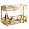 ΠΑΙΔΙΚΗ ΚΟΥΚΕΤΑ τ.MONTESSORI ΜΕ ΠΑΡΚΑΚΙ PLAYKID HM703.01 ΞΥΛΟ ΠΕΥΚΟΥ ΦΥΣΙΚΟ ΓΙΑ 190x90εκ