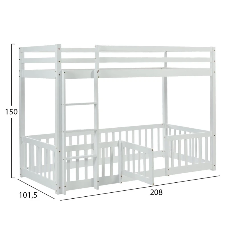 ΠΑΙΔΙΚΗ ΚΟΥΚΕΤΑ τ.MONTESSORI ΜΕ ΠΑΡΚΑΚΙ PLAYKID HM703.03 ΞΥΛΟ ΠΕΥΚΟΥ ΛΕΥΚΟ ΓΙΑ 190x90εκ