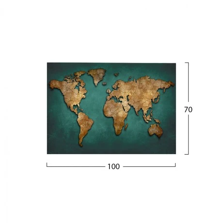 ΠΙΝΑΚΑΣ ΚΑΜΒΑΣ WORLD MAP HM7197.01 100X3X70 εκ.