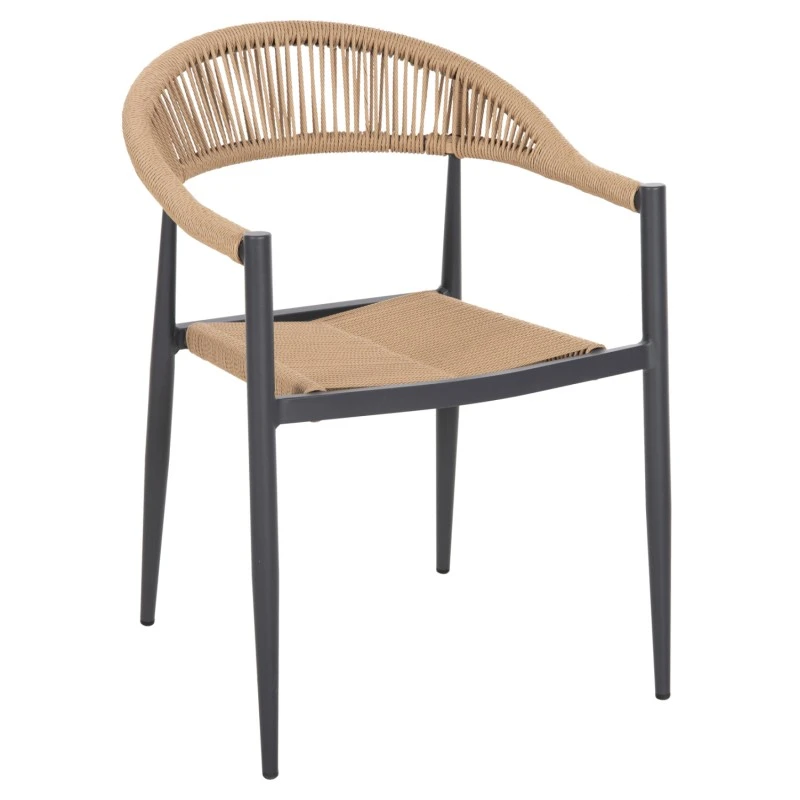 ΠΟΛΥΘΡΟΝΑ ΑΛΟΥΜΙΝΙΟΥ HM5854.02 ΑΝΘΡΑΚΙ PΕ RATTAN ΜΠΕΖ 55.5x58.5x78 εκ.