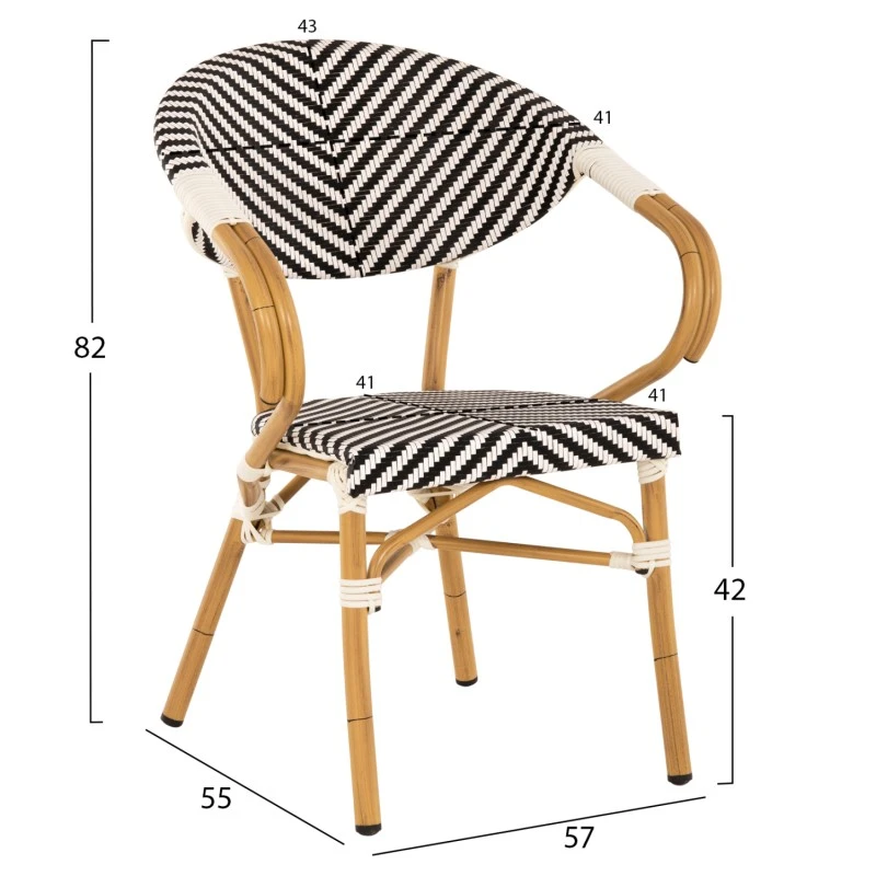 ΠΟΛΥΘΡΟΝΑ BAMBOO LOOK HM5861.01 ΜΑΥΡΟ-ΛΕΥΚΟ 59x56x82 εκ.