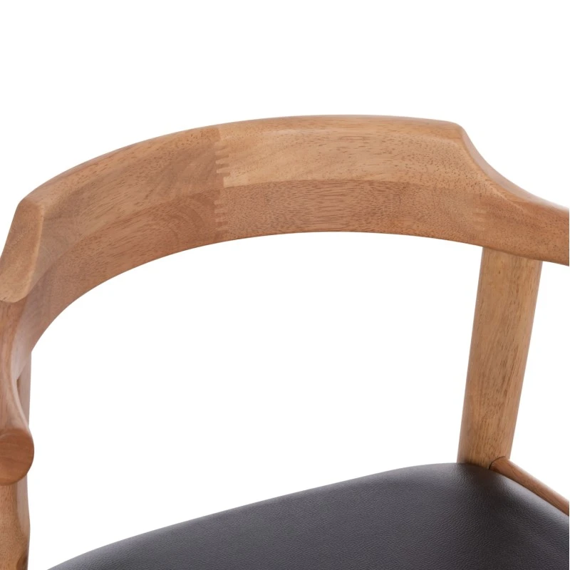 ΠΟΛΥΘΡΟΝΑ CERSEI HM9946.01 RUBBERWOOD ΣΕ LIGHT OAK & PU ΣΕ ΜΑΥΡΟ 57x53x72Υεκ