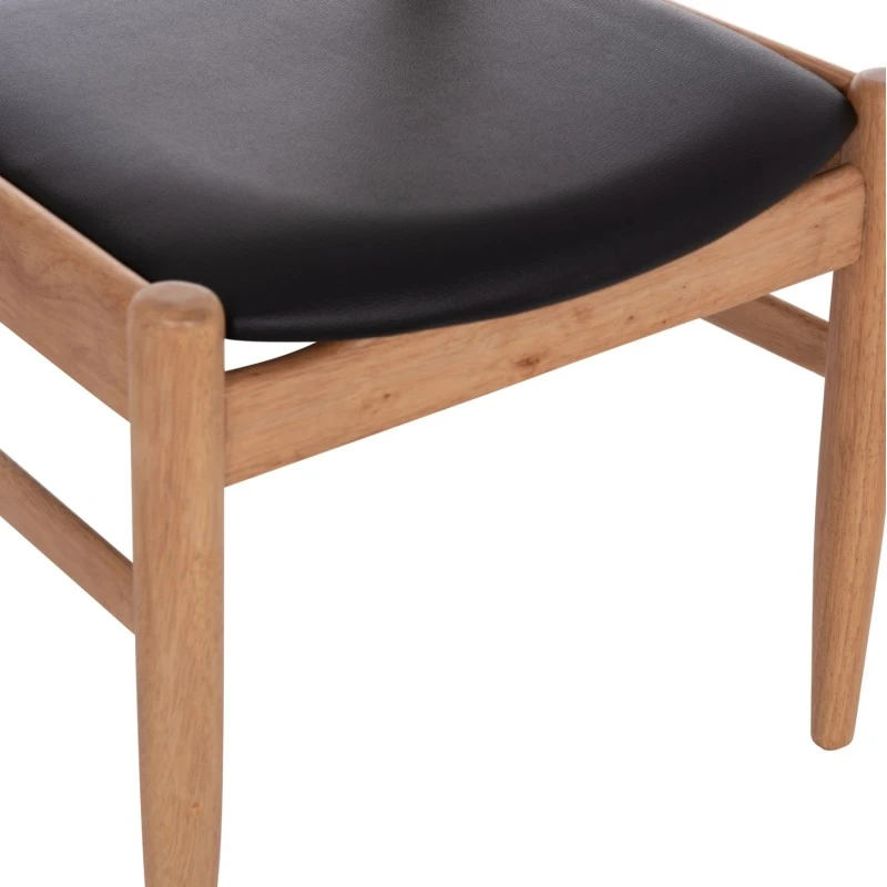 ΠΟΛΥΘΡΟΝΑ CERSEI HM9946.01 RUBBERWOOD ΣΕ LIGHT OAK & PU ΣΕ ΜΑΥΡΟ 57x53x72Υεκ