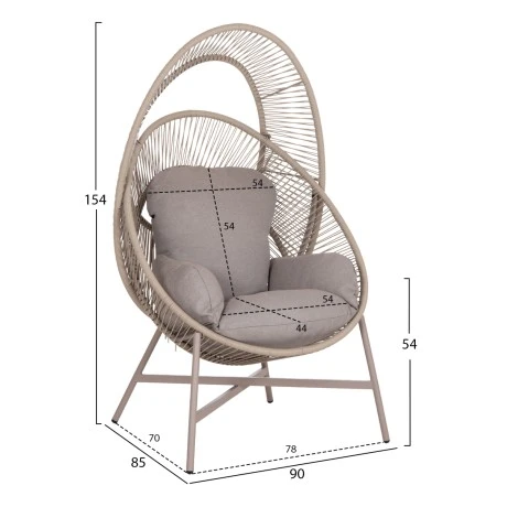 ΠΟΛΥΘΡΟΝΑ-ΦΩΛΙΑ RULER HM6506.02 ΜΟΚΑ ΜΕΤΑΛΛΟ-P.E.RATTAN--ΓΚΡΙ ΜΑΞΙΛΑΡΙΑ 90x85x154Υεκ