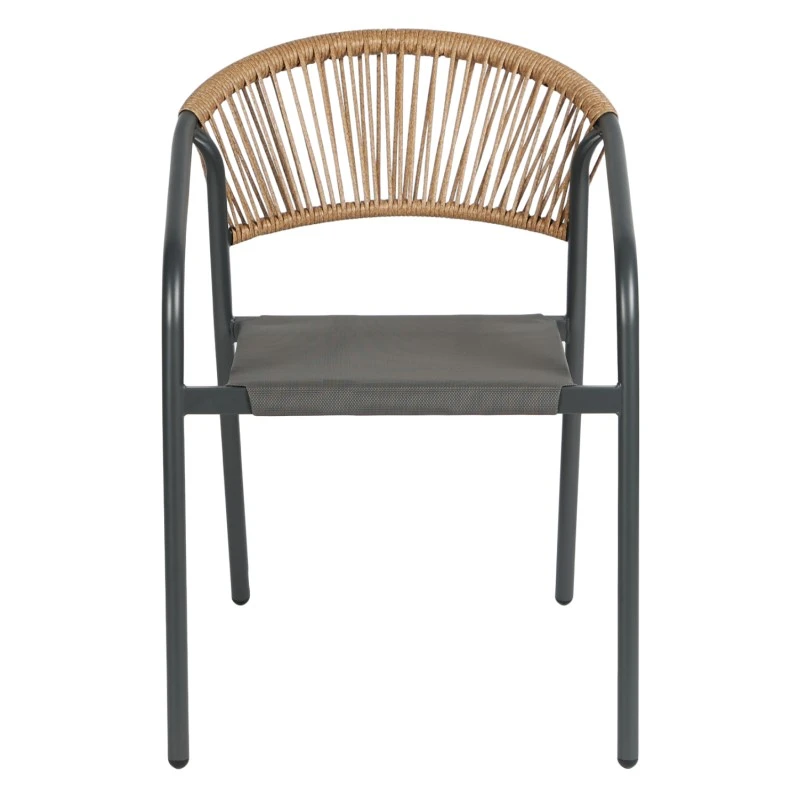 ΠΟΛΥΘΡΟΝΑ HOMAN HM6430.01 ΓΚΡΙ ΜΕΤΑΛΛΟ & TEXTILENE--ΜΠΕΖ P.E.RATTAN 53x58x75Υεκ