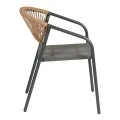 ΠΟΛΥΘΡΟΝΑ HOMAN HM6430.01 ΓΚΡΙ ΜΕΤΑΛΛΟ & TEXTILENE--ΜΠΕΖ P.E.RATTAN 53x58x75Υεκ