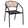 ΠΟΛΥΘΡΟΝΑ HOMAN HM6430.03 ΜΑΥΡΟ ΜΕΤΑΛΛΟ & TEXTILENE--ΜΠΕΖ P.E.RATTAN 53x58x75Υεκ