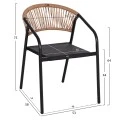 ΠΟΛΥΘΡΟΝΑ HOMAN HM6430.03 ΜΑΥΡΟ ΜΕΤΑΛΛΟ & TEXTILENE--ΜΠΕΖ P.E.RATTAN 53x58x75Υεκ