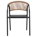 ΠΟΛΥΘΡΟΝΑ HOMAN HM6430.03 ΜΑΥΡΟ ΜΕΤΑΛΛΟ & TEXTILENE--ΜΠΕΖ P.E.RATTAN 53x58x75Υεκ