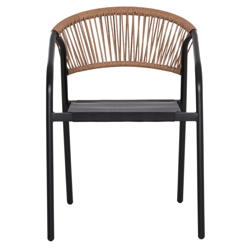 ΠΟΛΥΘΡΟΝΑ HOMAN HM6430.03 ΜΑΥΡΟ ΜΕΤΑΛΛΟ & TEXTILENE--ΜΠΕΖ P.E.RATTAN 53x58x75Υεκ