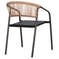 ΠΟΛΥΘΡΟΝΑ HOMAN HM6430.03 ΜΑΥΡΟ ΜΕΤΑΛΛΟ & TEXTILENE--ΜΠΕΖ P.E.RATTAN 53x58x75Υεκ