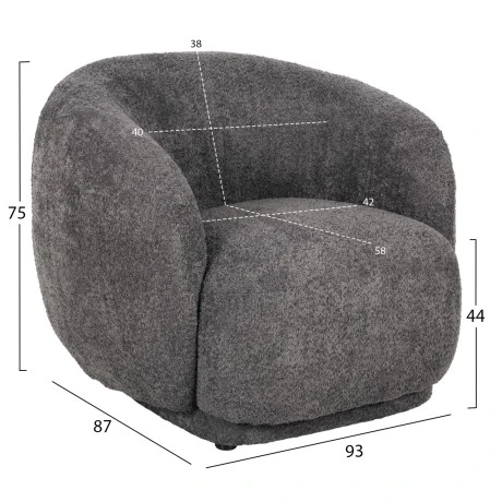 ΠΟΛΥΘΡΟΝΑ KARPEN HM9600.01 ΓΚΡΙ ΜΠΟΥΚΛΕ ΥΦΑΣΜΑ  93x87x78Υ εκ.