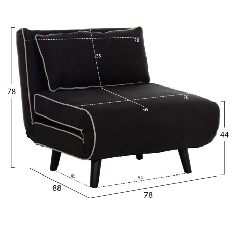 ΠΟΛΥΘΡΟΝΑ ΚΡΕΒΑΤΙ BRAXTON HM8425.03 ΜΑΥΡΟ ΥΦΑΣΜΑ 78x88x78Υεκ.