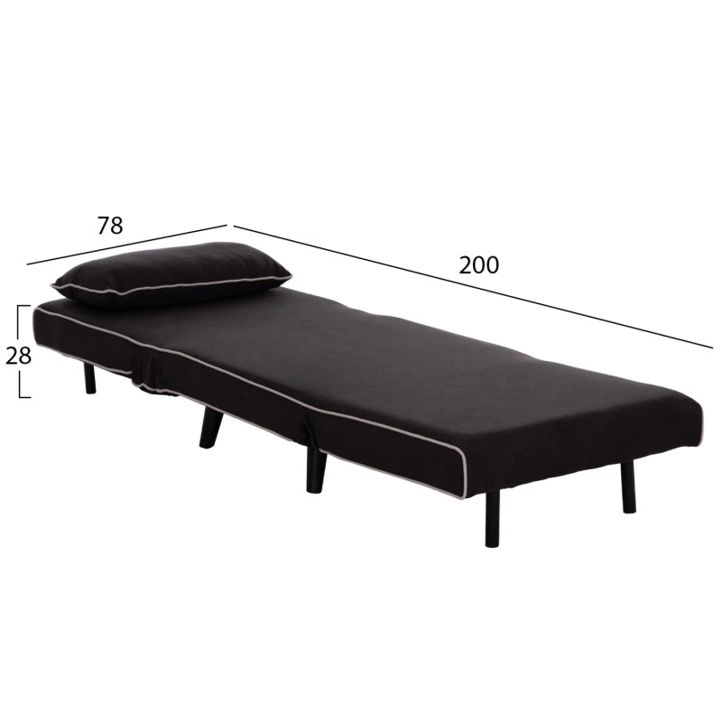 ΠΟΛΥΘΡΟΝΑ ΚΡΕΒΑΤΙ BRAXTON HM8425.03 ΜΑΥΡΟ ΥΦΑΣΜΑ 78x88x78Υεκ.