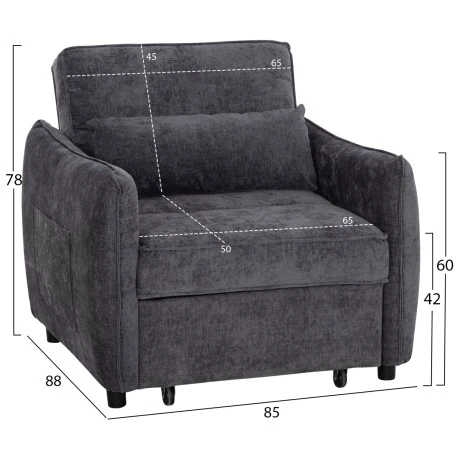 ΠΟΛΥΘΡΟΝΑ-ΚΡΕΒΑΤΙ ORYN HM3307.01 ΓΚΡΙ ΥΦΑΣΜΑ 85x88x78Υεκ.