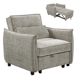 ΠΟΛΥΘΡΟΝΑ-ΚΡΕΒΑΤΙ ORYN HM3307.03 ΜΠΕΖ ΥΦΑΣΜΑ 89x85x84Υεκ.