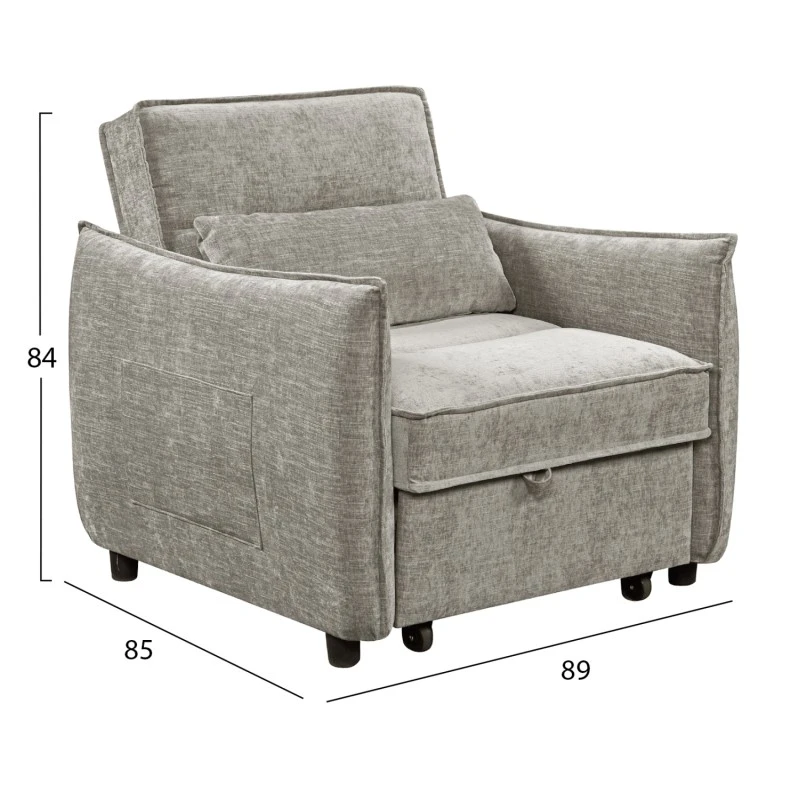 ΠΟΛΥΘΡΟΝΑ-ΚΡΕΒΑΤΙ ORYN HM3307.03 ΜΠΕΖ ΥΦΑΣΜΑ 89x85x84Υεκ.