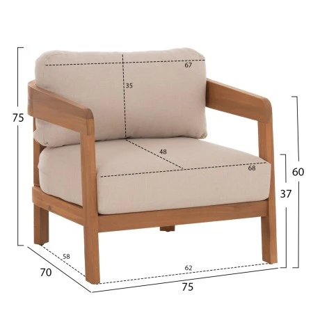 ΠΟΛΥΘΡΟΝΑ LOUNGE ΕΞ.ΧΩΡΟΥ SOLARA HM6513 ΞΥΛΟ ΑΚΑΚΙΑΣ ΦΥΣΙΚΟ-ΜΑΞΙΛΑΡΙΑ ΕΚΡΟΥ 75x70x75Υεκ