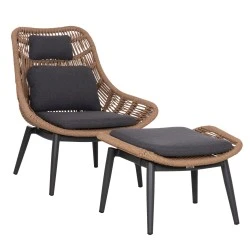 ΠΟΛΥΘΡΟΝΑ LOUNGE ΜΕ ΥΠΟΠΟΔΙΟ REMVAZZO HM6561.01 ΑΛΟΥΜΙΝΙΟ ΓΚΡΙ--WICKER 90x85x96Υεκ