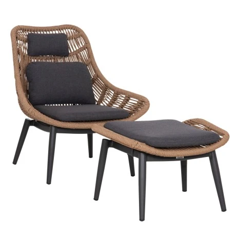 ΠΟΛΥΘΡΟΝΑ LOUNGE ΜΕ ΥΠΟΠΟΔΙΟ REMVAZZO HM6561.01 ΑΛΟΥΜΙΝΙΟ ΓΚΡΙ--WICKER 90x85x96Υεκ