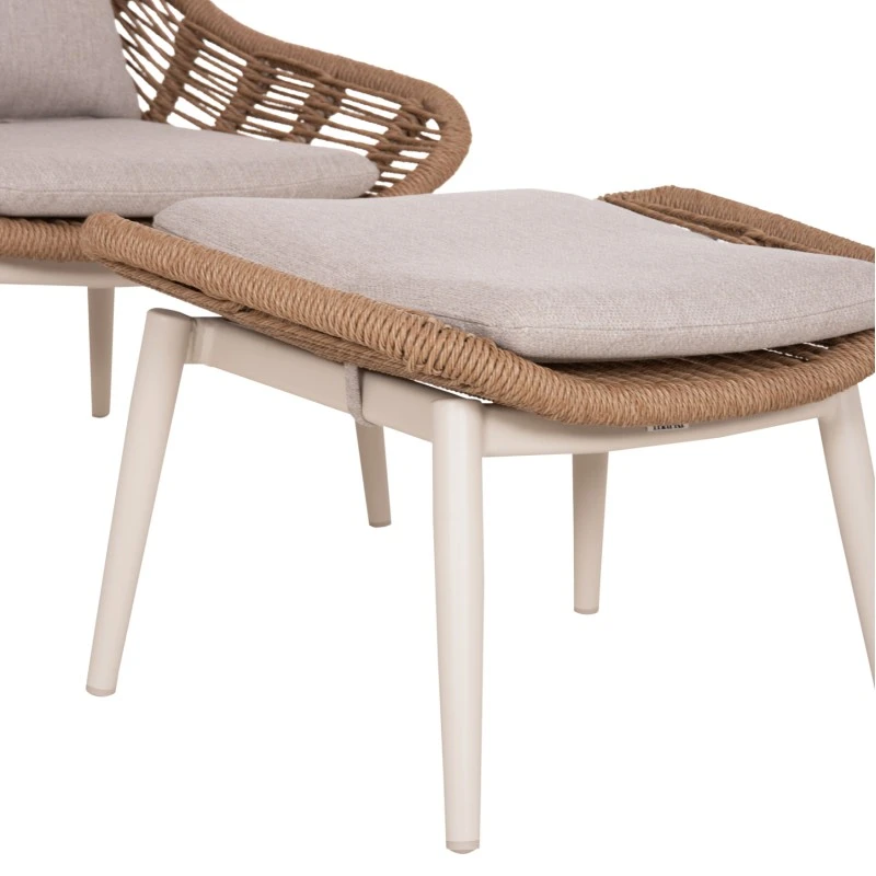 ΠΟΛΥΘΡΟΝΑ LOUNGE ΜΕ ΥΠΟΠΟΔΙΟ REMVAZZO HM6561.02 ΑΛΟΥΜΙΝΙΟ ΜΠΕΖ--WICKER 90x85x96Υεκ