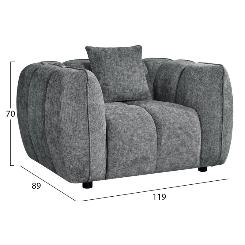 ΠΟΛΥΘΡΟΝΑ LYKKE HM3325.01 ΓΚΡΙ ΥΦΑΣΜΑ 119x89x70Υεκ