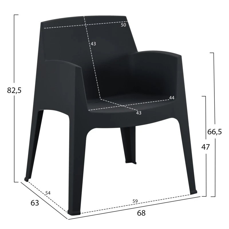 ΠΟΛΥΘΡΟΝΑ ΠΟΛΥΠΡΟΠΥΛΕΝΙΟΥ SLEEK HM6370.02 ΜΑΥΡΗ 68x63x82,5Υεκ.