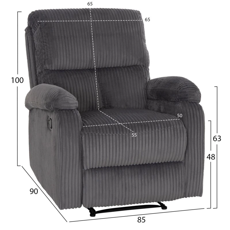 ΠΟΛΥΘΡΟΝΑ RELAX DIONI HM3296.11 ΓΚΡΙ ΡΙΓΕ ΥΦΑΣΜΑ 85x90x100Υεκ.