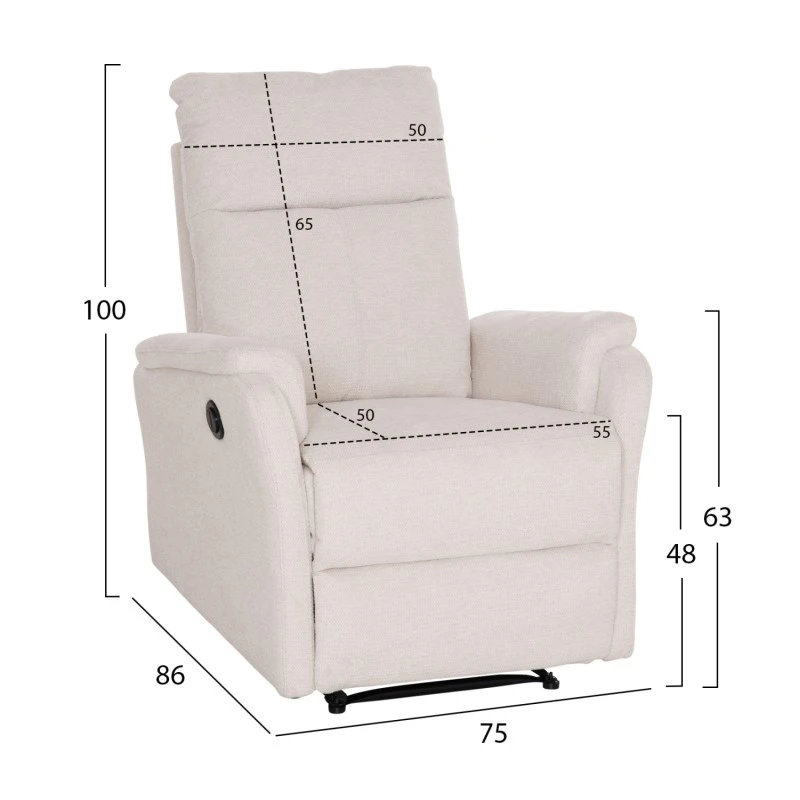 ΠΟΛΥΘΡΟΝΑ RELAX ΜΕ ΗΛΕΚΤΡΙΚΗ ΑΝΑΚΛΙΣΗ SYNTHIA HM3309.01 ΜΠΕΖ ΥΦΑΣΜΑ 75x86x100Yεκ
