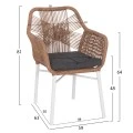ΠΟΛΥΘΡΟΝΑ TOPIN HM6048.01 ΑΛΟΥΜΙΝΙΟ ΛΕΥΚΟ-P.E. RATTAN ΑΝΟΙΧΤΟ ΚΑΦΕ-ΜΑΞΙΛΑΡΙ ΓΚΡΙ 58x60x83Υ εκ