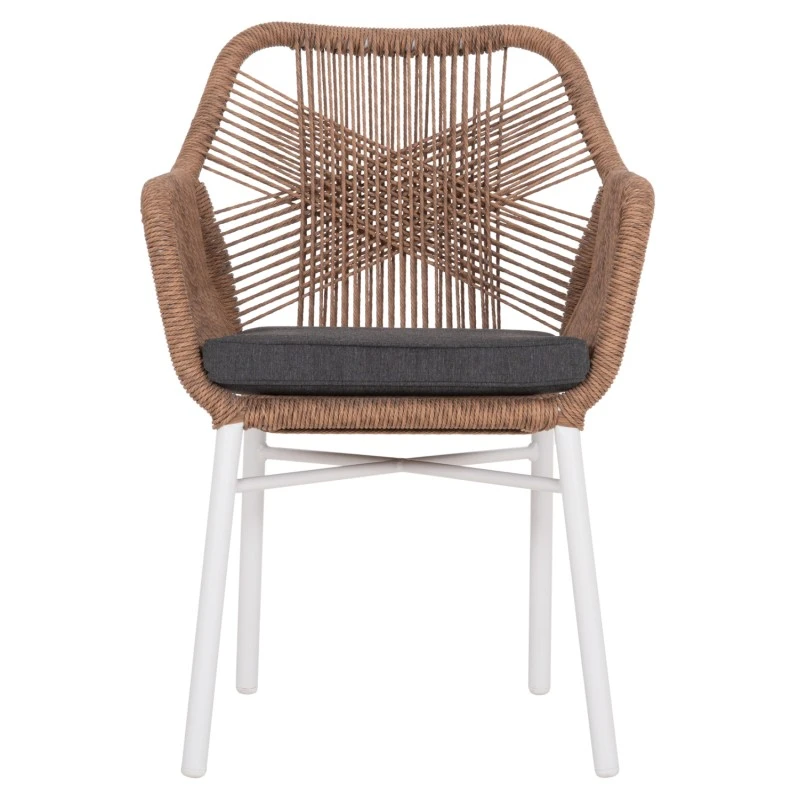 ΠΟΛΥΘΡΟΝΑ TOPIN HM6048.01 ΑΛΟΥΜΙΝΙΟ ΛΕΥΚΟ-P.E. RATTAN ΑΝΟΙΧΤΟ ΚΑΦΕ-ΜΑΞΙΛΑΡΙ ΓΚΡΙ 58x60x83Υ εκ