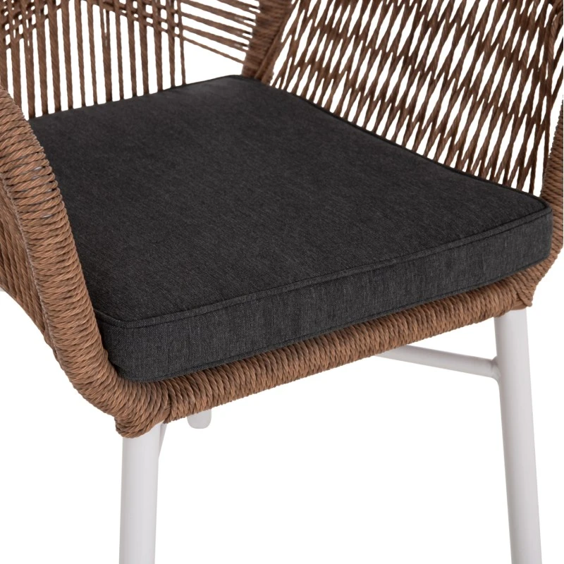 ΠΟΛΥΘΡΟΝΑ TOPIN HM6048.01 ΑΛΟΥΜΙΝΙΟ ΛΕΥΚΟ-P.E. RATTAN ΑΝΟΙΧΤΟ ΚΑΦΕ-ΜΑΞΙΛΑΡΙ ΓΚΡΙ 58x60x83Υ εκ