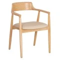 ΠΟΛΥΘΡΟΝΑ ΤΡΑΠΕΖΑΡΙΑΣ TARGA HM18336.11 RUBBERWOOD ΦΥΣΙΚΟ & PU ΕΚΡΟΥ 58x54x78Yεκ
