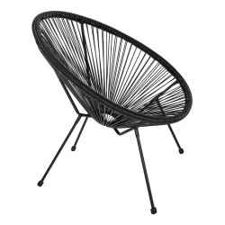 ΠΟΛΥΘΡΟΝΑ ΤΥΠΟΥ ΦΩΛΙΑ ΜΕΤΑΛΛΙΚΗ ACAPULCO ΜΑΥΡΗ ΜΕ ΜΑΥΡΟ P.E.RATTAN HM5872.01 70x73x79 εκ.