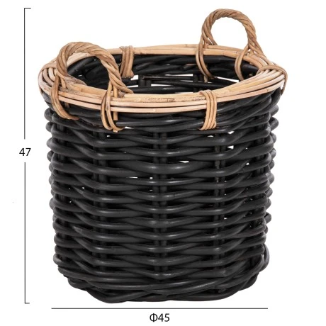 ΣΕΤ 2 ΚΑΛΑΘΙΑ POTTS HM4379 ΜΑΥΡO&ΦΥΣΙΚΟ ΧΡΩΜΑ- CL RATTAN Φ61+Φ45εκ.