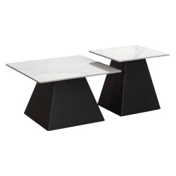 ΣΕΤ 2 ΤΡΑΠΕΖΙΑ ΣΑΛΟΝΙΟΥ QUBER(X) HM18311.02 SINTERED STONE ΤΕΤΡΑΓΩΝΟ--ΒΑΣΕΙΣ ΜΑΥΡΕΣ
