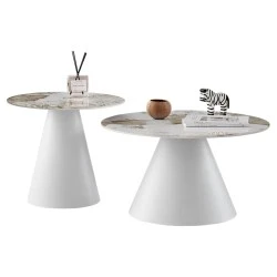 ΣΕΤ 2 ΤΡΑΠΕΖΙΑ ΣΑΛΟΝΙΟΥ RIDGE(X) HM18307.01 SINTERED STONE TOPS--ΒΑΣΕΙΣ ΛΕΥΚΕΣ Φ50 & Φ70