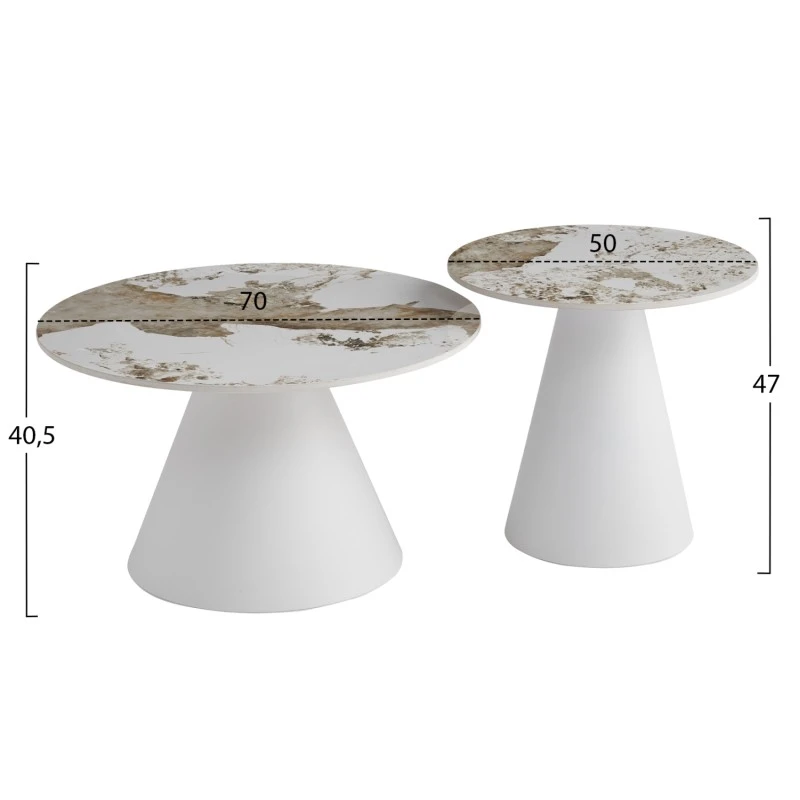 ΤΡΑΠΕΖΙΑ ΣΑΛΟΝΙΟΥ RIDGE(X) HM18307.01 SINTERED STONE TOPS--ΒΑΣΕΙΣ ΛΕΥΚΕΣ Φ50 & Φ70