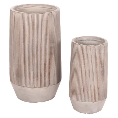 ΣΕΤ 2ΤΜΧ ΓΛΑΣΤΡΕΣ ΚΥΛΙΝΔΡΟΙ ΣΕΙΡΑ GARDENER HM4727 FIBERCLAY-ΧΡΩΜΑ CEMENT Φ35x64Υεκ