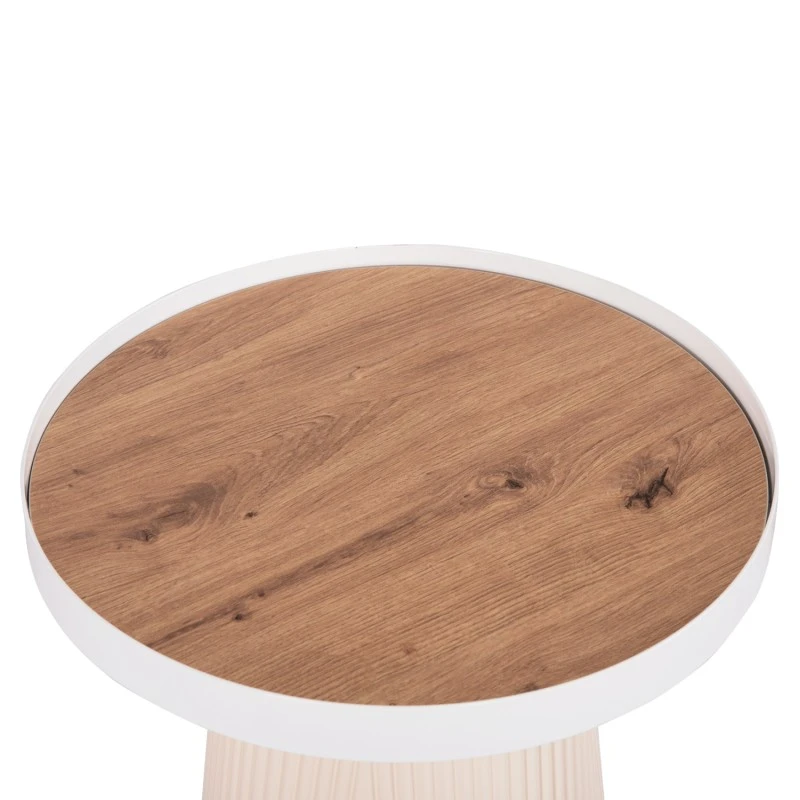 ΣΕΤ 2ΤΜΧ ΤΡΑΠΕΖΙΑ ΣΑΛΟΝΙΟΥ DUNCAN HM21082 MDF ΚΡΕΜ ΚΑΙ ΚΕΡΑΜΙΚΟ TOP Φ80εκ & Φ45εκ