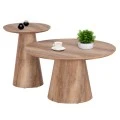 ΣΕΤ 2ΤΜΧ ΤΡΑΠΕΖΙΑ ΣΑΛΟΝΙΟΥ KARAN HM21085 MDF ΦΥΣΙΚΟ ΞΥΛΟΥ Φ80εκ & Φ45εκ