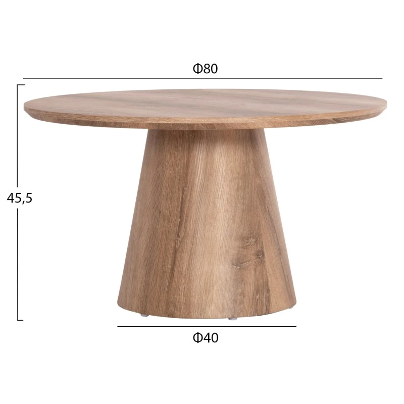 ΣΕΤ 2ΤΜΧ ΤΡΑΠΕΖΙΑ ΣΑΛΟΝΙΟΥ KARAN HM21085 MDF ΦΥΣΙΚΟ ΞΥΛΟΥ Φ80εκ & Φ45εκ