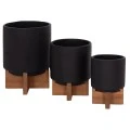 ΣΕΤ 3 ΓΛΑΣΤΡΕΣ ΜΕ TEAK ΒΑΣΕΙΣ TANTI HM4685.01 FIBER CEMENT ΣΕ ΜΑΥΡΟ ΧΡΩΜΑ