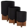ΣΕΤ 3 ΓΛΑΣΤΡΕΣ ΜΕ TEAK ΒΑΣΕΙΣ TANTI HM4685.01 FIBER CEMENT ΣΕ ΜΑΥΡΟ ΧΡΩΜΑ